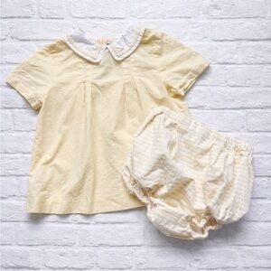 Sophie & Lucas 2pc short bubble set yellow collar outfit boutique gingham check